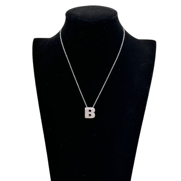 Joan Boyce Clear Crystal Initial "B" Silver Tone 16 to 18 Inch Necklace - Picture 4 of 4